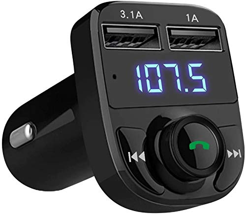 X8A Hands- Free Wireless Bluetooth FM Transmitter 2.1 A Dual USB Port which Supports TF Card