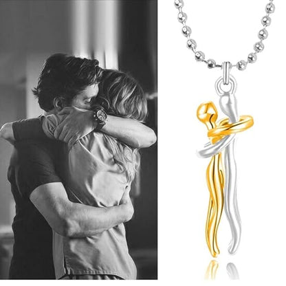 Silver & Gold Love Hug Couple Chain Pendant (BUY 1 GET 1 FREE)