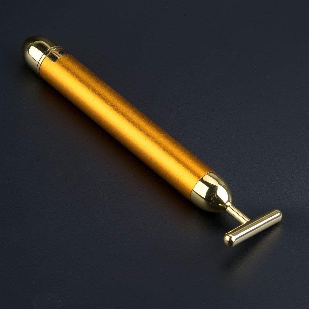 24k T-Shaped Gold Energy Beauty Bar Electric Vibration Facial Massager