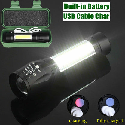 Rechargeable Led USB Mini Torch Light with COB Side Lantern (BUY 1 GET 1 FREE)