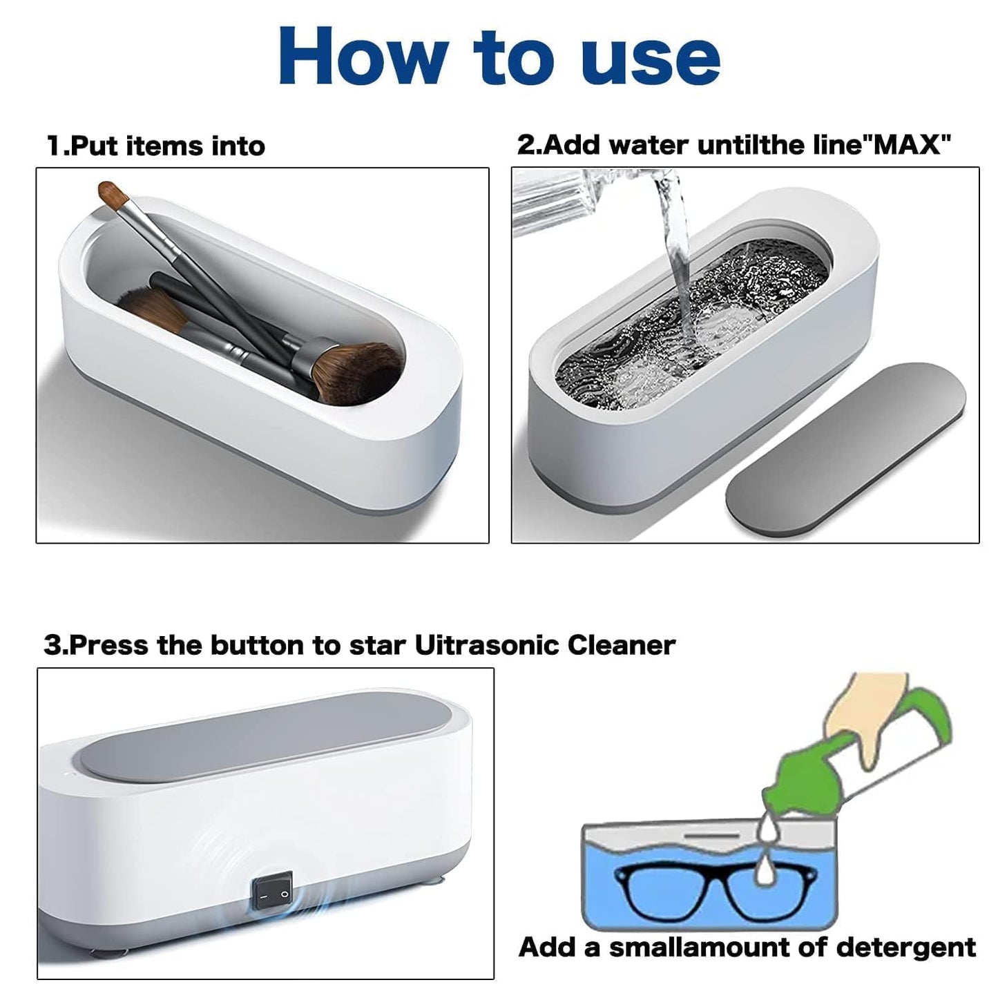 Ultrasonic Mini Household Cleaning Machine for Jewellery, Eyeglasses, Rings,Coins