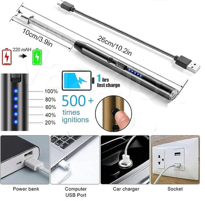 USB Rechargeable Electric Gas Lighter with LED Indicator