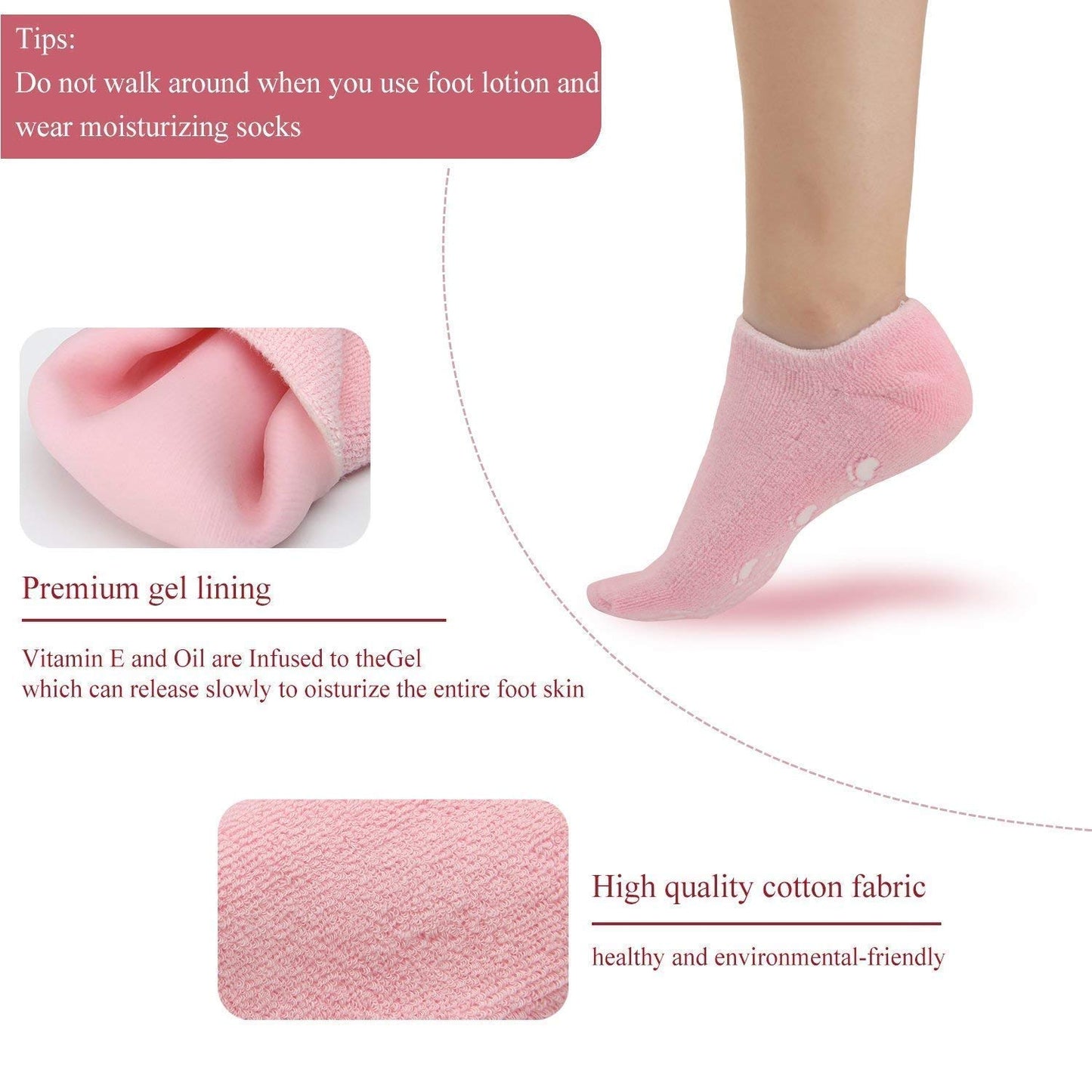 Silicone Gel Socks For Women And Men For Dry Cracked Feet Crack Heel Repair