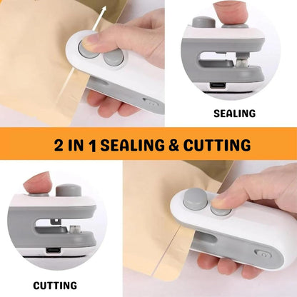 2 in 1 Portable USB Rechargeable Mini Sealing with Cutter for Plastic Bags Packing (BUY 1 GET 1  FREE)