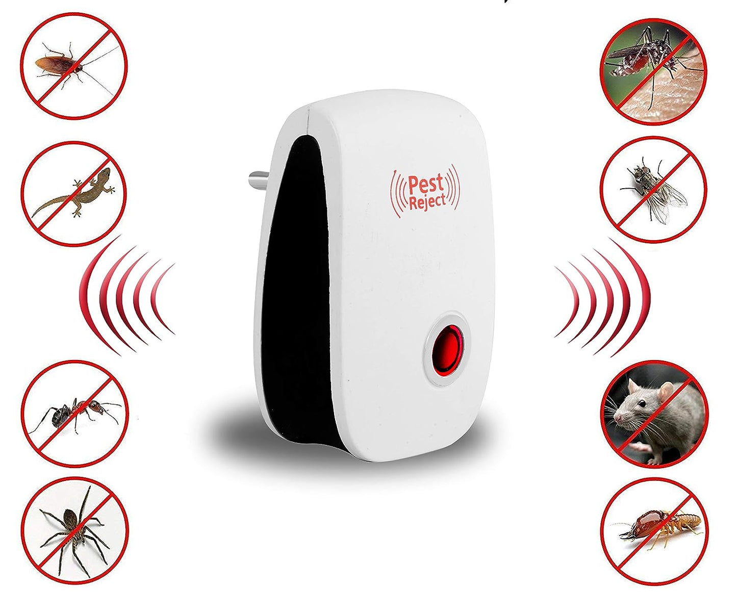 PEST REJECT Ultrasonic Pest Repeller to Repel Rats, Cockroach, Mosquito, Home Pest and Rodent Repelling Aid for Mosquito, Cockroaches, Ants Spider Insect Pest Control Electric Pest Repelling