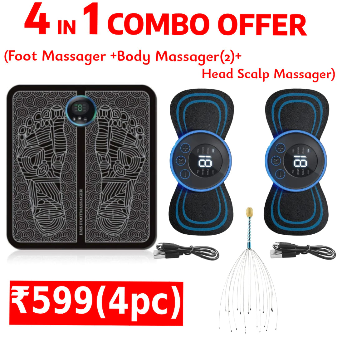 4 in 1 Combo Offer (Foot Massager +2 Body Massager + Head Massager)