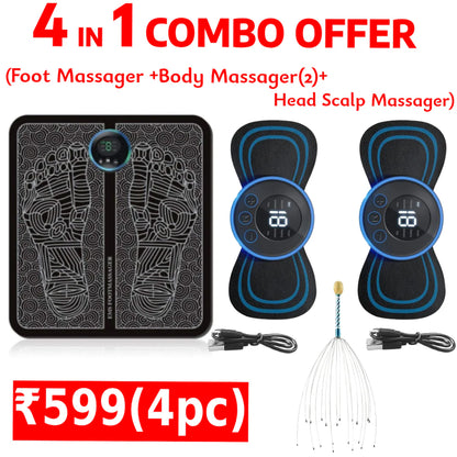 4 in 1 Combo Offer (Foot Massager +2 Body Massager + Head Massager)