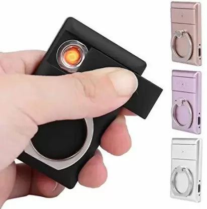 2 IN 1 Mobile Phone Holder with Ring Usb Electronic Lighter